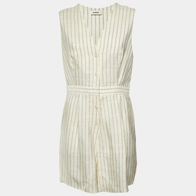 Sandro Cream Striped Crepe Noelie VNeck Playsuit L
