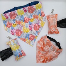 Coral Ocean Shells Reversible Over the Collar Dog Bandanas Small Large