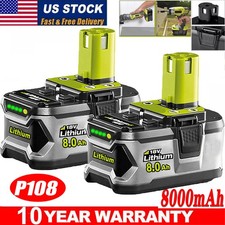2x P108 Lithium-Ion Battery Replace For Ryobi 18V P102 P107 P105 Battery OB