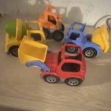 Plastic Multicolor Construction Vehicles Set Excavator Dump Truck Bulldozer