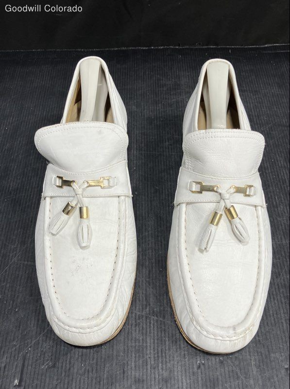 Mens White Moc Toe Slip-On Classic Loafer Dress Shoes Size US 8.5M