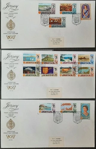 z(JER-251) JERSEY 1969 FDC set of (3) FIRST DAY Covers Definitive (ALL pictured)