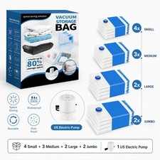 11 Set Vacuum Storage Bags With Electric Pump 4 Sizes Space Saver For Clothes