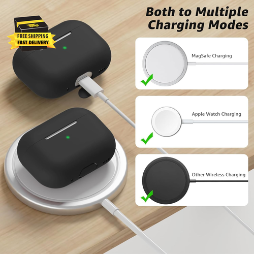 Compatible with Airpods Pro 2 Case, Soft Silicone Skin Cover Protective Cases wi - Picture 4 of 7