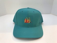 Vintage 1990's McDonalds Employee Hat Snapback Teal/Turquoise Embroidered RARE
