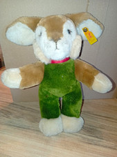 Steiff Hase Pl&uuml;schtier klein gr&uuml;n/beige/wei&szlig; mit roter Schleife 124108