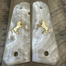 Altamont 1911 Grips Full Size Government White Pearl Gold Colt Pony OEM USA 232