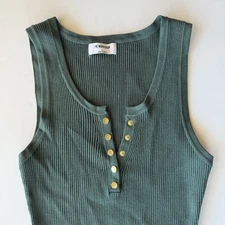 The Workshop Size L Boutique Ribbed Bodycon Sleeveless Midi Dress Green Designer