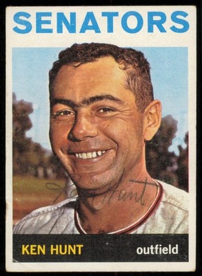1964 TOPPS KEN HUNT WASHINGTON SENATORS #294 VG/EX - WRITING/PENCIL