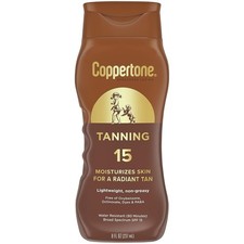 Coppertone Tanning Sunscreen Lotion SPF 15 Water Resistant Oxybenzone Free 8oz
