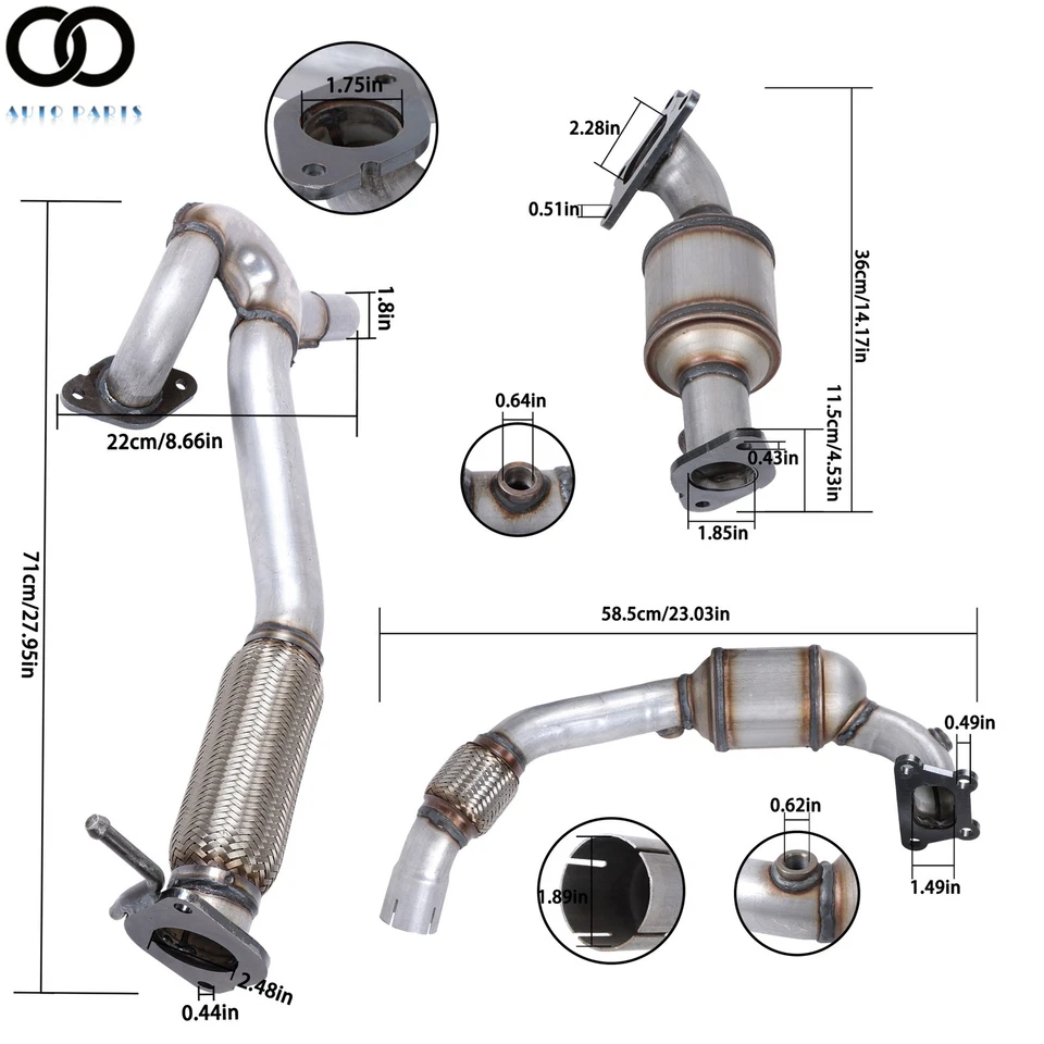 Juego de convertidor catalítico y tubo flexible para Cadillac SRX 2010 2011 3,0 L banco 1 y 2 Foto 2 de 4