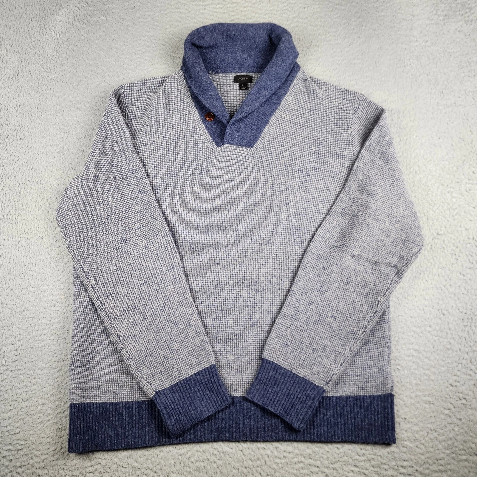 J Crew Sweater Mens Large Gray Shawl Neck Wool Long Sleeve Winter