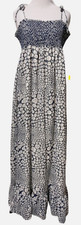 Liberty of London Target Floral Maxi Dress L Blue Boho Cottage Smocked Flowy