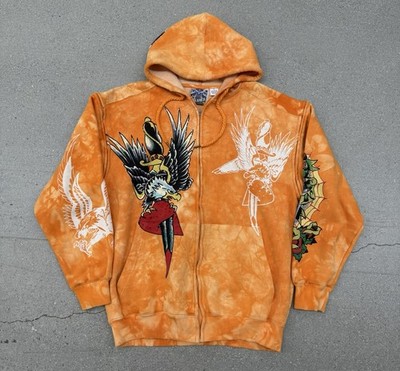 Vintage Y2K Goth Emo Grunge Ed Hardy Style Zip Up Hoodie Men s L Jesse Pinkman
