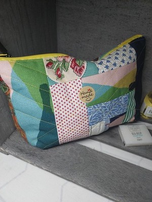 Handgefertigte Patchwork Make-up Tasche gemischter farbiger Stoff, 10'' x 7''