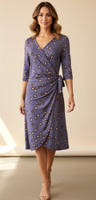 Maliparmi Dress Size 10-12 Viscose Stretch Tie Knee Length Purple Party Work