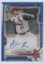 2021 Bowman Draft Chrome Pick Blue Wave Refractor 82/150 Austin Love Auto 02v4