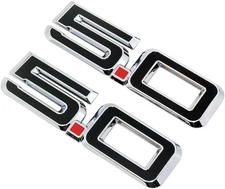 2Pc 2024-2025 5.0 Liter Emblem Driver & Passenger Side Badge Chrome Black Red