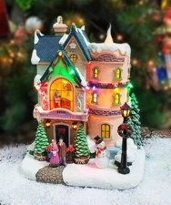 Vintage Custom Candlemaker Christmas Village House with Lights and 8 Carols B...