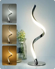 Modern Spiral Bedside Lamp - 3 Colors Touch Control LED Table Lamp, Stepless ...