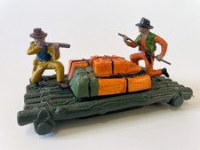 Britains Plastic Wild West Raft with Cowboys and Supplies - 7504 - 1995