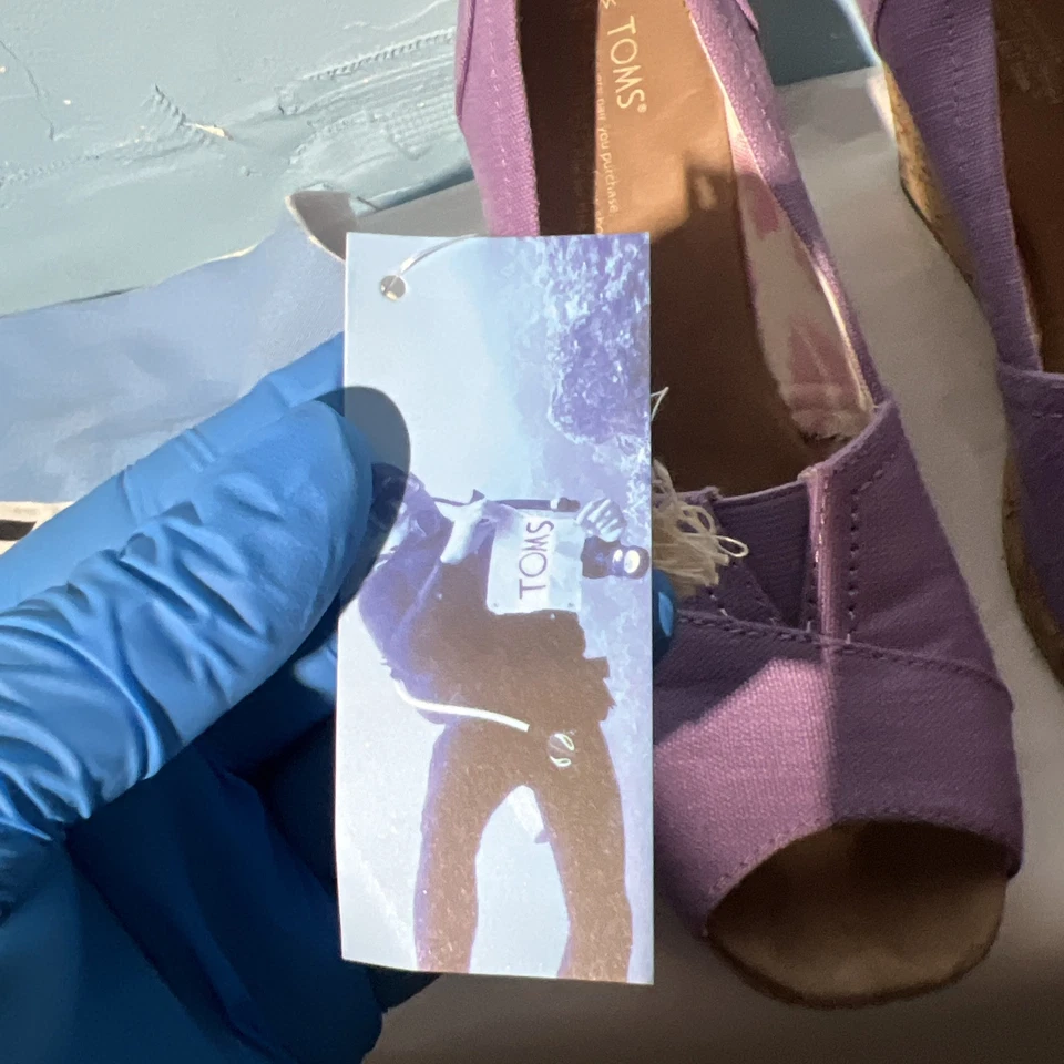 Zapatos TOMS Michelle Clásicos de Tacón de Cuña Sandalia Punta Abierta para Mujer Talla W9.5 Púrpura Foto 3 de 4