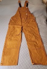 Vtg Carhartt Men's R37-BRN Double Knee Bib Overalls W50" x L32" US Union Made