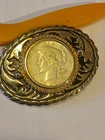 Silver Belt Buckle With 90% Silver 1922 Peace Dollar Coin