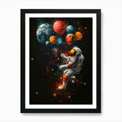 Entdecke das kosmische Abenteuer: Astro gerahmtes Wandbild Poster Leinwanddruck Bild