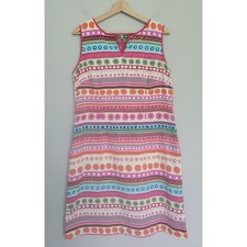 Talbots Womens 12 Cotton Sleeveless Dress Multicolor Geometric Print