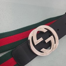  Authentic Gucci Web Signature Leather Belt Green/Red. 95/38 Made in Italy