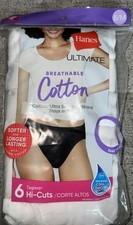 Hanes Ultimate Women  s Comfort Ultra Soft Cotton Hi-Cut Panties 6 pair Size 6/M