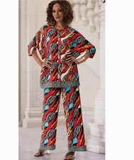 L Ashro Black Orange Red Multi Ashrocentric African American Karashi Pant Suit