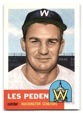 Les Peden 1991 Topps Archives 1953 Baseball #256 Washington Senators