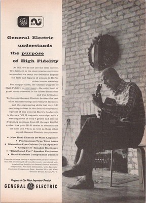 General Electric GE Hi-Fi Audio Stereo Vintage Magazine Print Ad 1950s