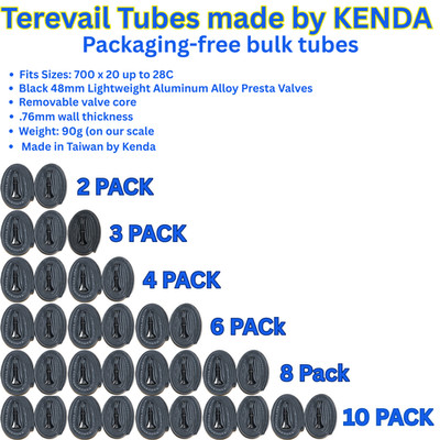 2 to 10 Pack 700x23 700x25 700x28c KENDA 48mm Black Presta Valve Inner Tubes
