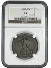 1921-D NGC G4 WALKING LIBERTY HALF DOLLAR NA144
