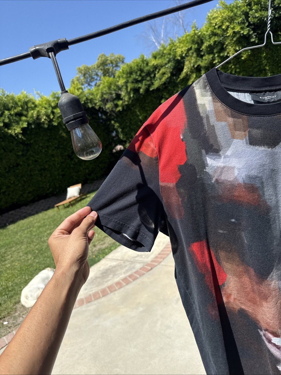 Givenchy Paris Black 100% Cotton Digital Doberman T Shirt Size L