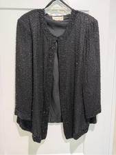 Vintage Laurence Kazar Black Beaded Evening Jacket Size Medium