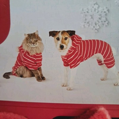 Dog & Cat Pajama Red Size SMALL up to 20lbs w/hood Christmas NWT Wondershop
