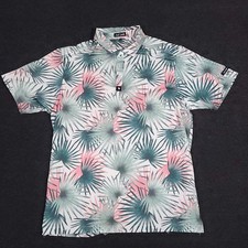 Bad Birdie Golf Polo Shirt Mens XL Green Floral Performance Tropical Stretch