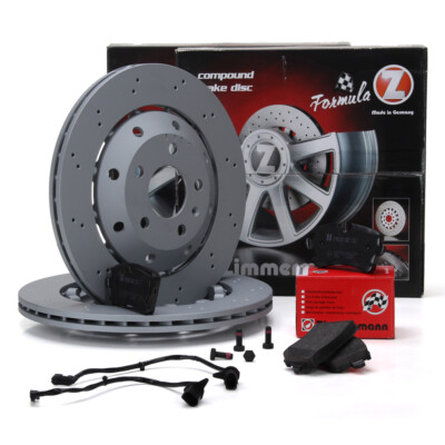 Zimmermann FORMULA Z Bremsscheiben + Beläge + Wako für AUDI RS5 (8T3 8F7) hinten