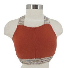 Urban Outfitters Bondi Crop Top Burnt Orange Cross Back High Neck Shirt Small