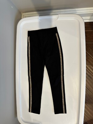 BEAUTIFUL Zara Girls Black Casual Pants Bead Gem Side Line Design 6