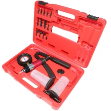 Handheld Vacuum Pump Tester Kit with Gauge and Brake Bleeder Adapters 21Pcs