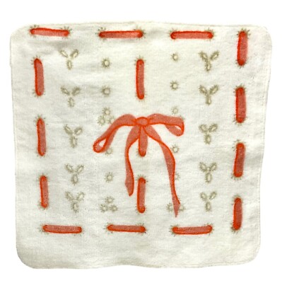 Vintage Springmaid Bill Blass Set Of 2 Face Clothes Towels, Ribbon Bow