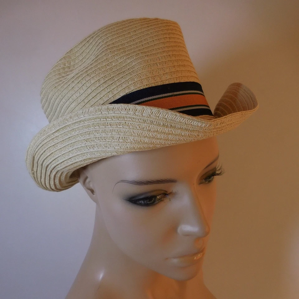 Sombrero de paja vintage T56 Art Deco moda para mujer y hombre Francia N6805 Foto 2 de 4