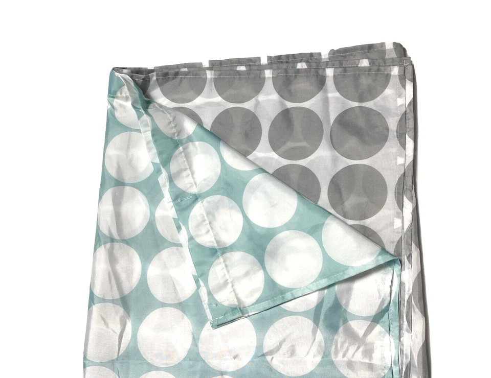 Cortina de chuveiro azul cinza bolinhas decoração de banheiro leve círculos modernos - Imagem 3 de 4