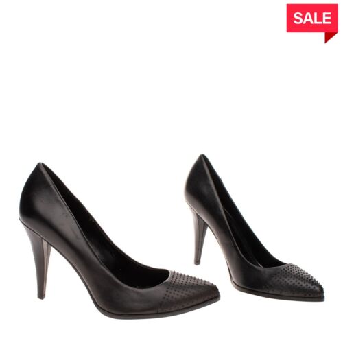 RRP €185 DIESEL Leather Court Shoes Size 39 UK 6 US 8.5 Textured Trim Almond Toe - Afbeelding 1 van 12