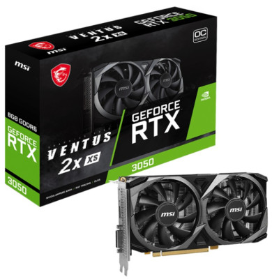 MSI GeForce RTX 3050 OC VENTUS 2X 8GB GDDR6 PCIe 4.0 DVI HDMI DP - Blackbox OEM